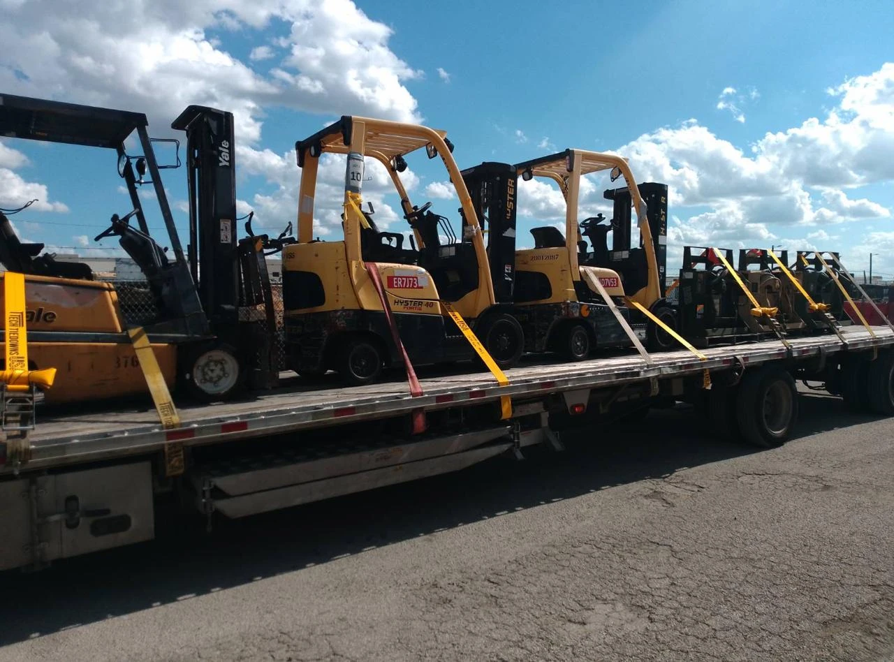 Fleet of trucks ready to depart
